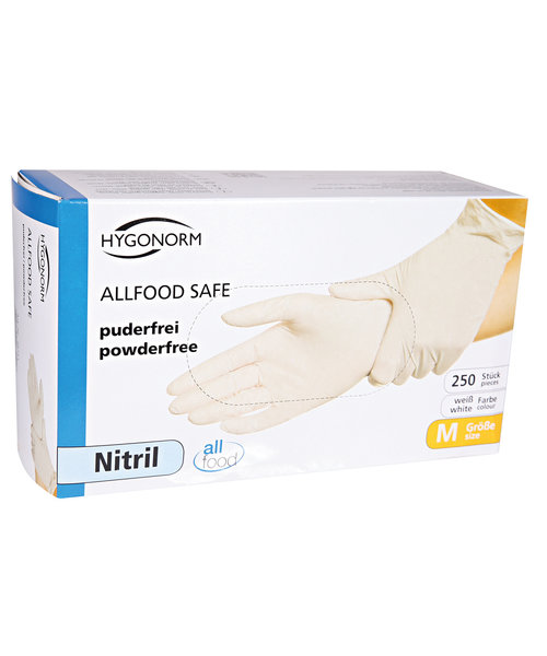 HygoNorm Gants en nitrile ALLFOOD SAFE sans poudre, blancs