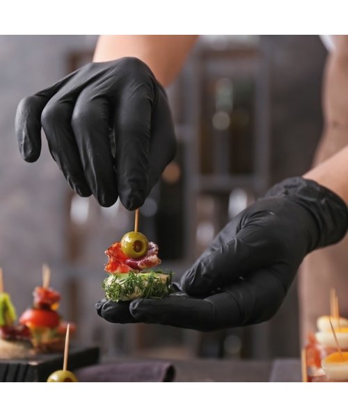 HygoStar Gants en nitrile EXTRA SAFE sans poudre, noirs