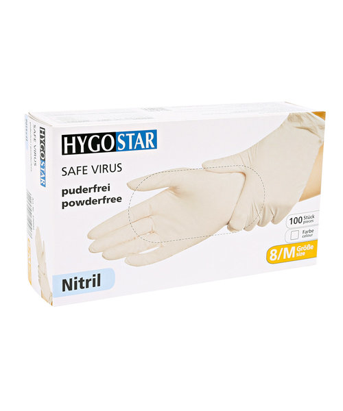 HygoStar Gants en nitrile SAFE VIRUS sans poudre, blancs