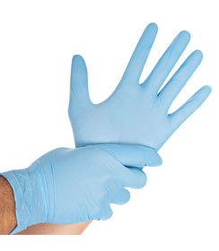 Gants en nitrile SAFE VIRUS sans poudre, couleur bleue