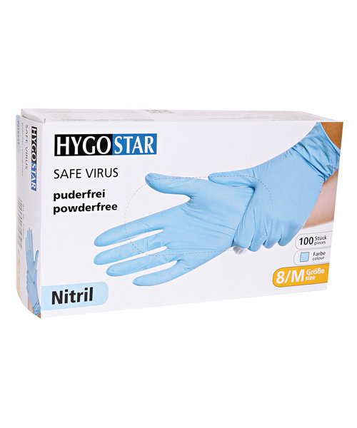 HygoStar Gants en nitrile SAFE VIRUS sans poudre, couleur bleue