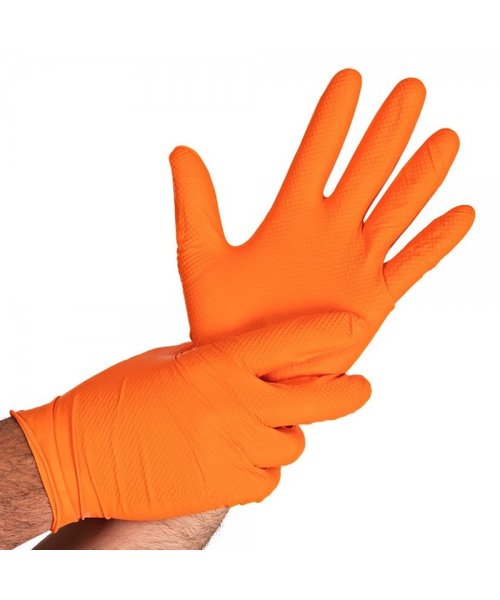 HygoStar Gants en nitrile POWER GRIP sans poudre orange