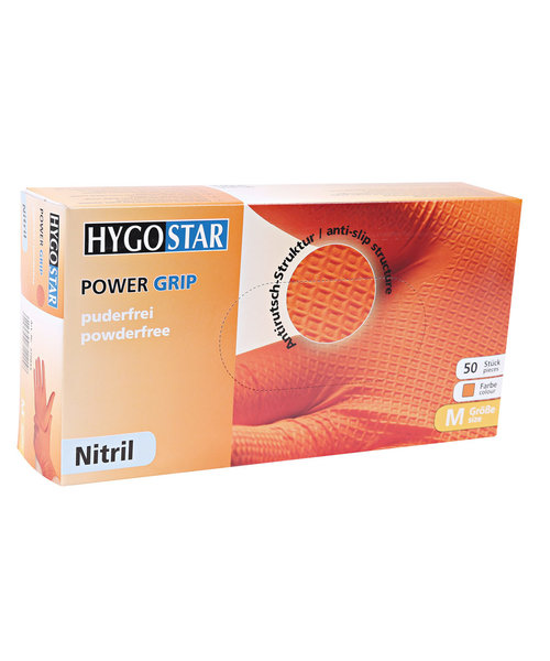 HygoStar Gants en nitrile POWER GRIP sans poudre orange