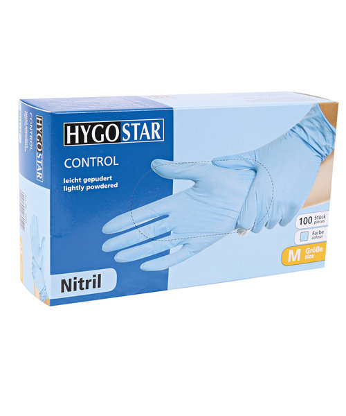 HygoStar Gants en nitrile CONTROL poudrés bleus
