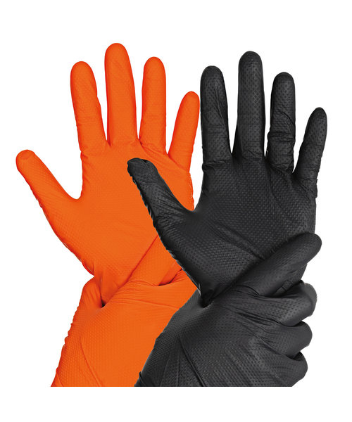 HygoStar Gants en nitrile DIAMOND GRIP sans poudre, couleur noire