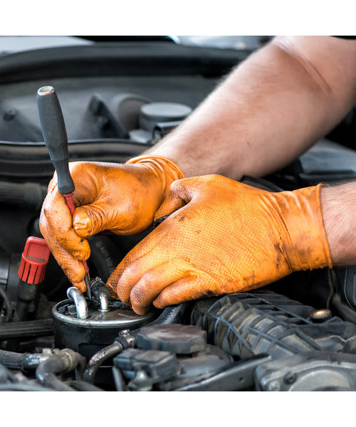 HygoStar Gants en nitrile DIAMOND GRIP sans poudre orange