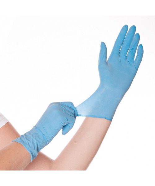 HygoStar Gants en latex ALLFOOD SKIN poudrés bleus