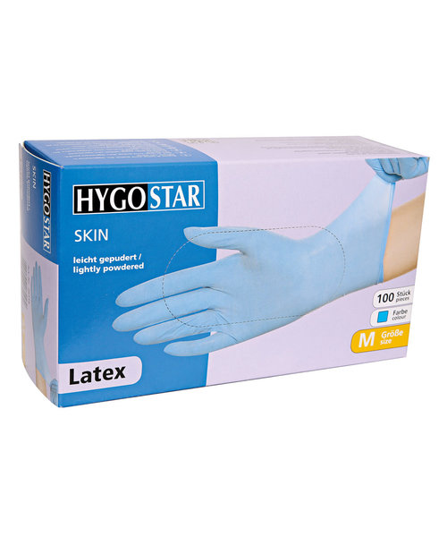 HygoStar Gants en latex ALLFOOD SKIN poudrés bleus