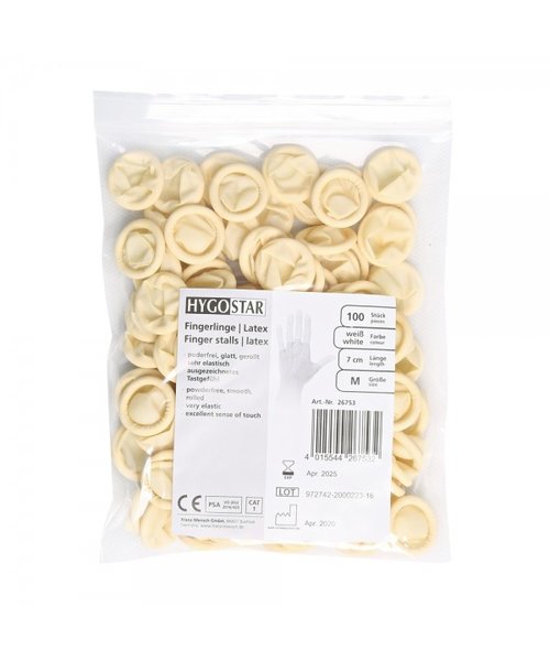 HygoStar Gants en latex sans poudre, blancs / sachet de 100 pièces