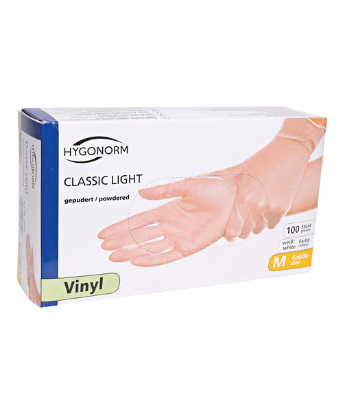 HygoNorm Gants en vinyle CLASSIC LIGHT poudrés transparents