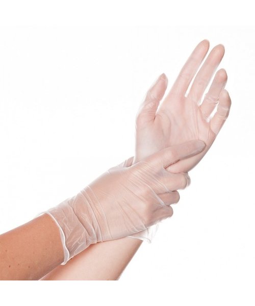 HygoNorm Gants en vinyle CLASSIC FIT poudrés transparents