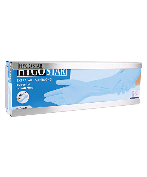 HygoStar Distributeur de gants « EXTRA SAFE SUPERLONG » 50 cm, acier inoxydable