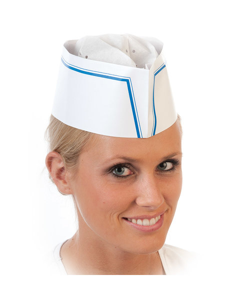HygoStar Bonnet à cheveux Forage « Service », papier gaufré blanc-bleu (28 x 8,5 cm)