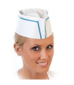 Coiffe à cheveux « Express », papier crépon blanc-bleu