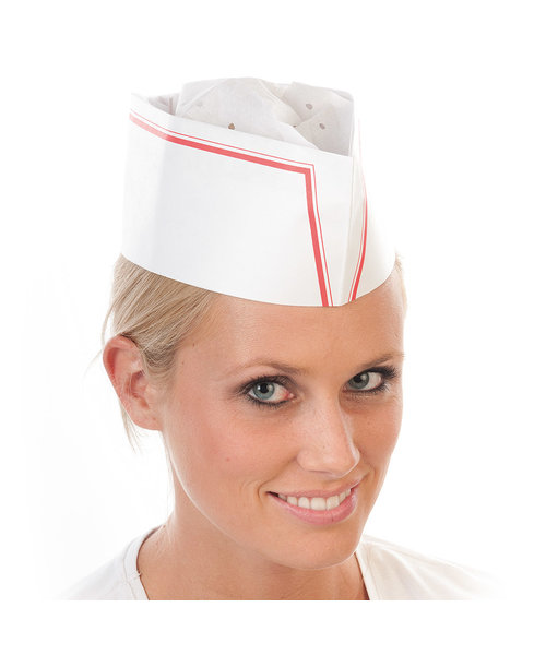 HygoStar Coiffe à cheveux « Express », papier crépon blanc-rouge (28 x 8,5 cm)