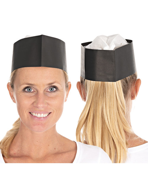 HygoStar Coiffe Forage « Service Black », papier gaufré blanc-noir (28 x 8 cm)