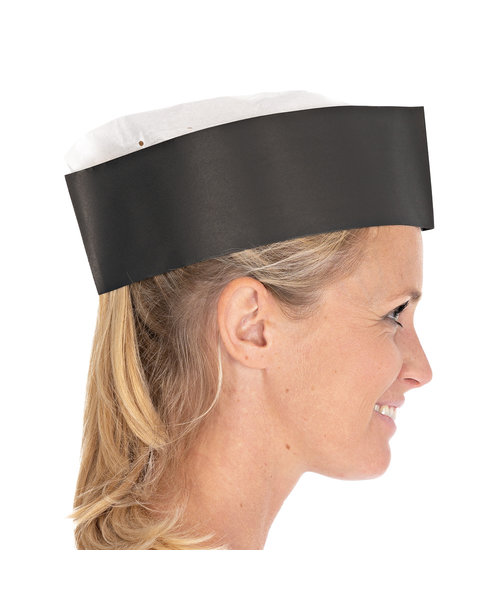 HygoStar Coiffe Forage « Service Black », papier gaufré blanc-noir (28 x 8 cm)