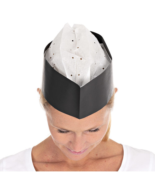 HygoStar Coiffe Forage « Service Black », papier gaufré blanc-noir (28 x 8 cm)