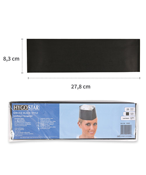 HygoStar Coiffe Forage « Service Black », papier gaufré blanc-noir (28 x 8 cm)