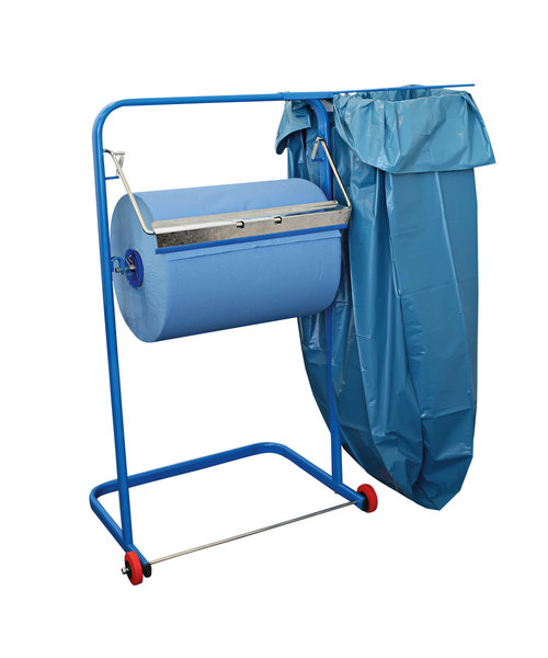 Support de sol pour papier essuie-tout + support pour sac poubelle, acier