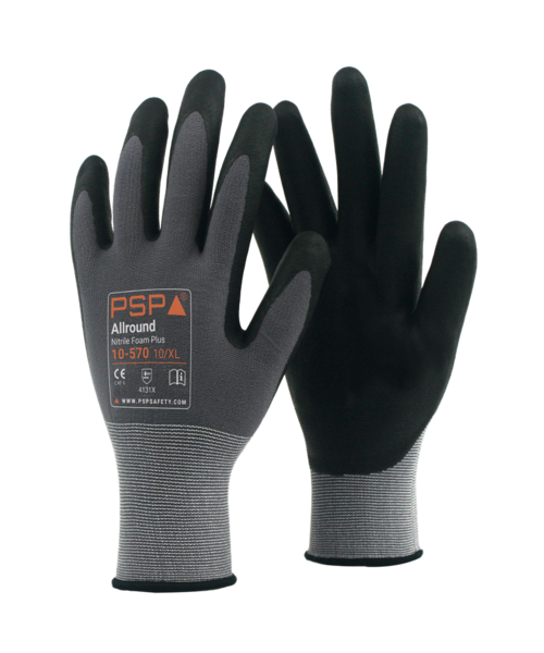 PSP Gants de travail 10-570 « Allround Nitril Foam », noir / 12 paires