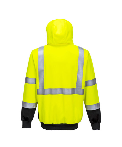 Portwest B315 Sweat à capuche haute visibilité avec fermeture éclair, jaune/noir