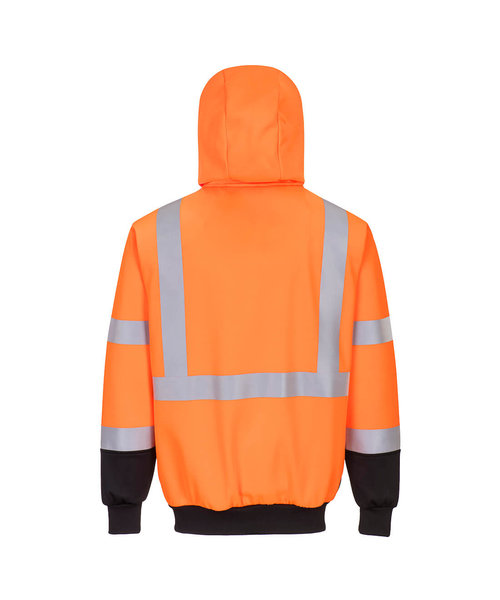Portwest B315 Sweat à capuche haute visibilité avec fermeture éclair, orange/noir