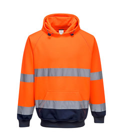 Hi-Vis 2-tone sweatshirt met kap oranje/marine
