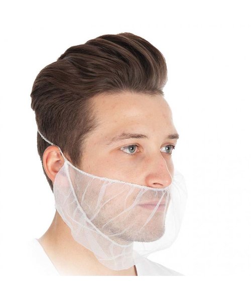 HygoStar Masque à barbe en nylon, 1 élastique pour la tête, blanc