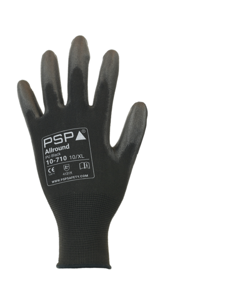 PSP PSP 10-710 Allround PU nylon handschoen, zwart (individueel verpakt per paar)