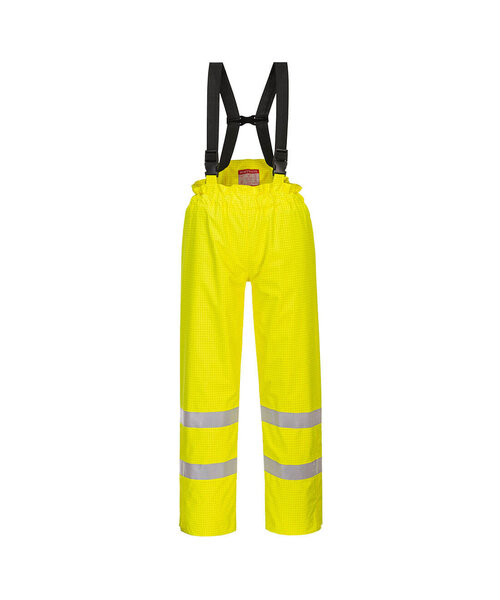 Portwest S781-Bizflame gevoerde regenbroek Hi-Vis,  Antistatisch - geel