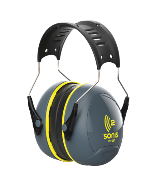 JSP  Casque antibruit Sonis®2 avec serre-tête (31 dB), gris foncé/jaune