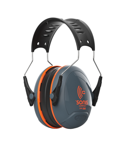 JSP  Casque antibruit Sonis® Compact avec serre-tête (32 dB), gris foncé/orange