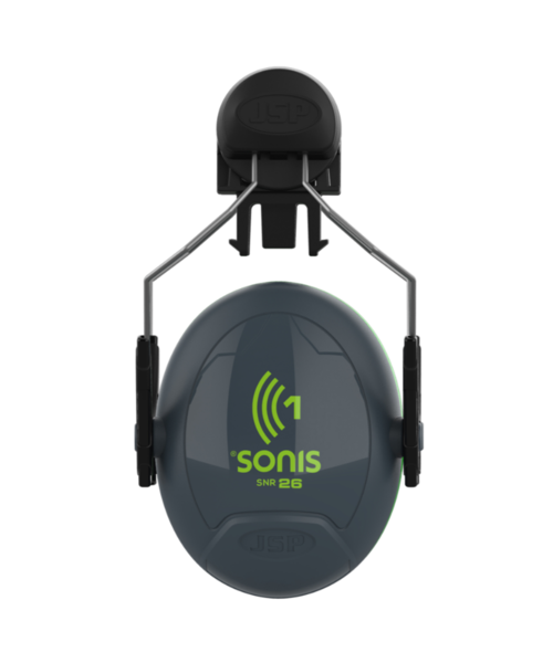 JSP  Casque antibruit Sonis® 1 avec fixation pour casque (26 dB), gris foncé/vert