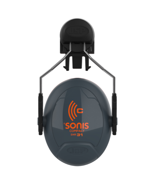 JSP  Sonis® Compact gehoorkap met helmbevestiging (31 dB), donkergrijs/oranje