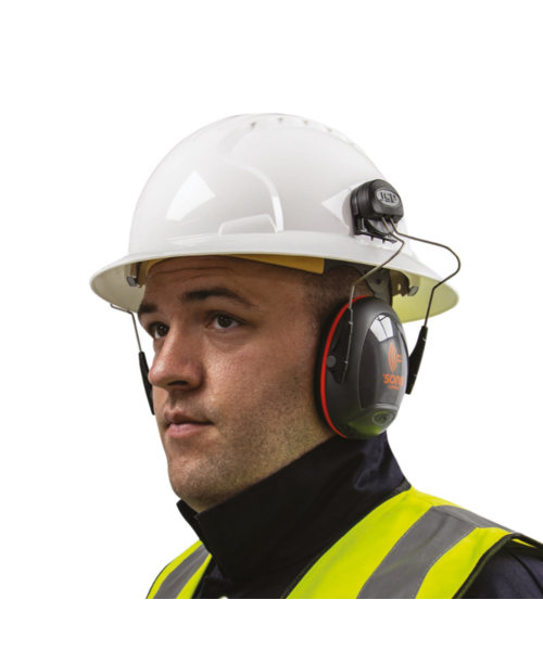 JSP  Sonis® Compact gehoorkap helmbevestiging, brede beugel (31 dB), donkergrijs/oranje