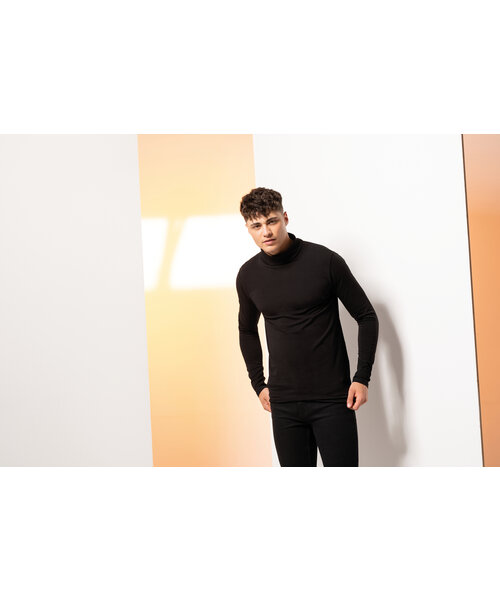 Skinny Fit (SF) Pull à col roulé extensible Feel Good, noir / pour hommes