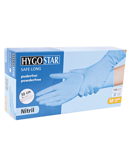 HygoStar Gants en nitrile SAFE LONG sans poudre 30 cm