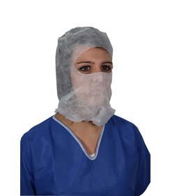 Cagoule de protection de type casque en polypropylène avec ouverture étroite