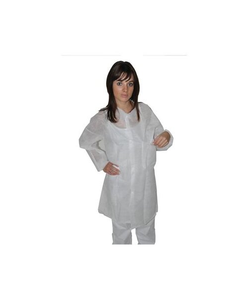Medicom Veste visiteur PP 2 poches bouton-pression élastique 40 g blanc