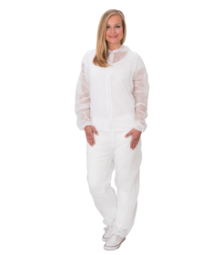 Combinaison non tissée EFICIENT avec capuche, blanche, ≈ 25 g/m²