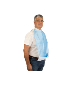 Bavoir jetable en cellulose + PE, 66 x 37 cm, bleu