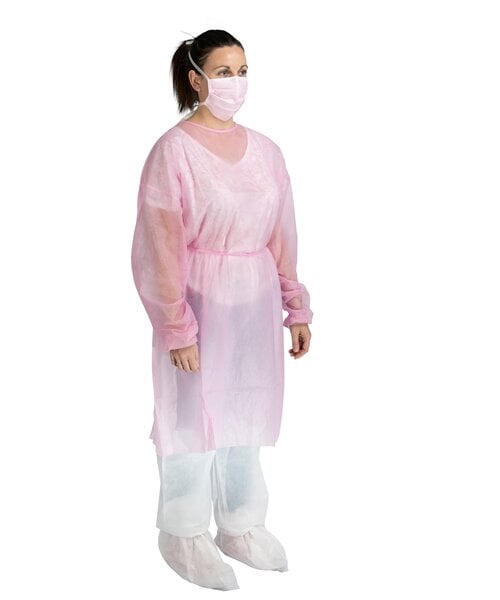 Medicom Isolation Toga PP, poignets élastiques, couleur rose