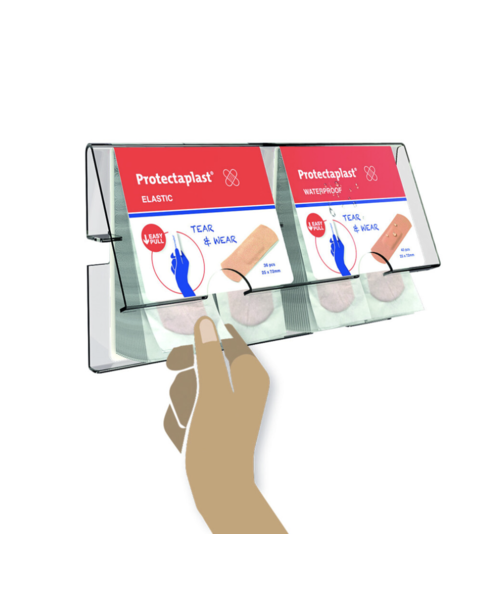Protectaplast Distributeur Protectaplast tear & wear (imperméable + élastique) - 40 x 25 x 72 mm + 36 x 25 x 72 mm