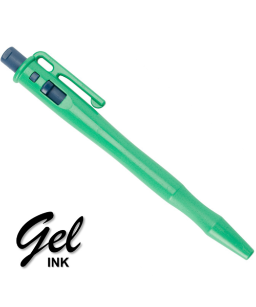 Retreeva  Detecteerbare pen met gel inkt, retractable, pocketclip + lanyard loop, groene behuizing