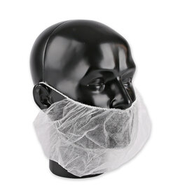 Masque à barbe PP non tissé avec 2 élastiques pour les oreilles - blanc