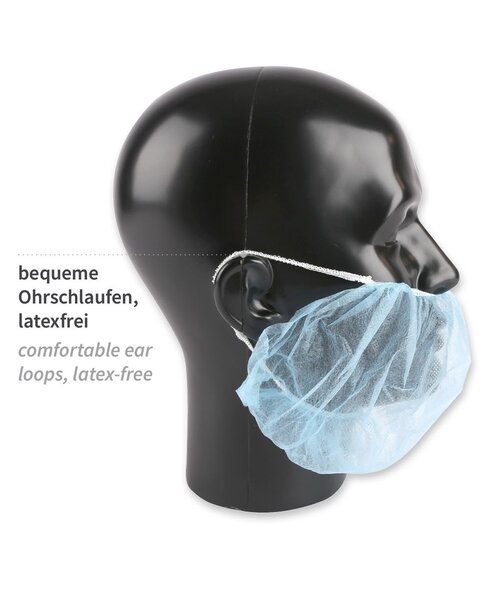 Care & Serve Masque à barbe PP non tissé avec deux élastiques pour les oreilles - bleu