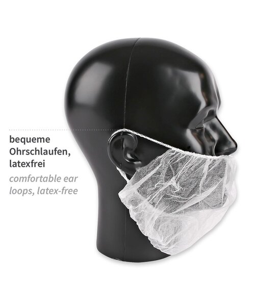 Care & Serve Masque à barbe PP non tissé avec 2 élastiques pour les oreilles - blanc