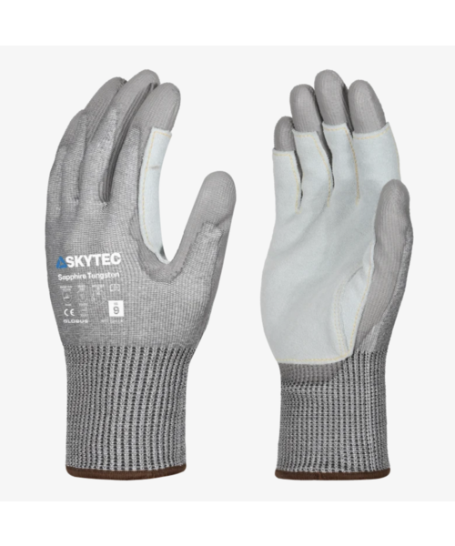 Skytec  Sapphire Tungsten snijbestendige PU handschoen met lederen palm