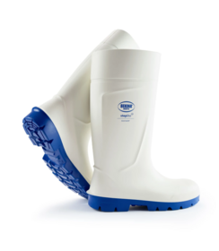 Bottes BEKINA PU STEPLITE Food BLANC semelle bleue S4